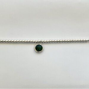Tiffany & Co Sterling Silver Mini Bead Sugar Stacks Dot Charm Bracelet Malachite